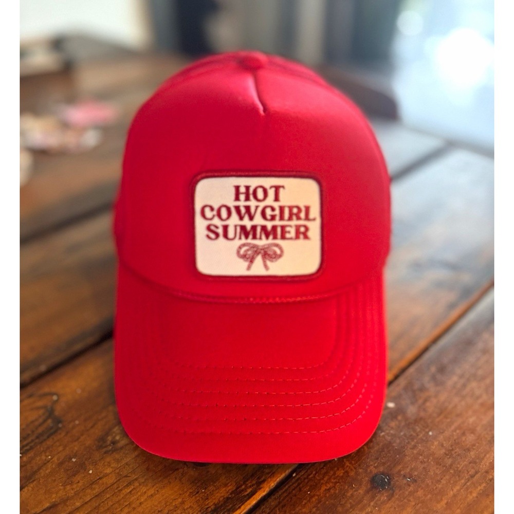 Otto Red Trucker Hat One Size Adjustable Mesh Back Hot Cowgirl Summer Patch